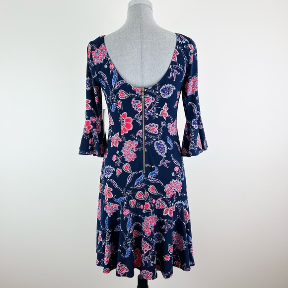 Eliza‎ J Navy Dress with Pink Floral Design - Picture 5 of 12